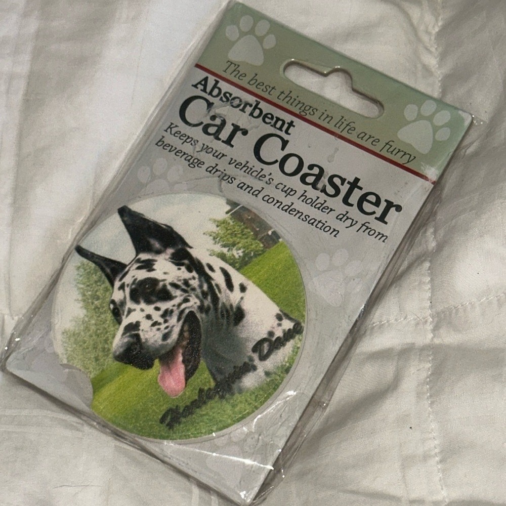 Harlequin Great Dane Absorbent Ceramic Car Coaster Dog Lover Vehicle Accessory
